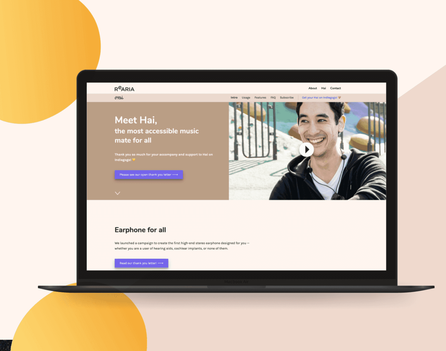 Landing page of official website